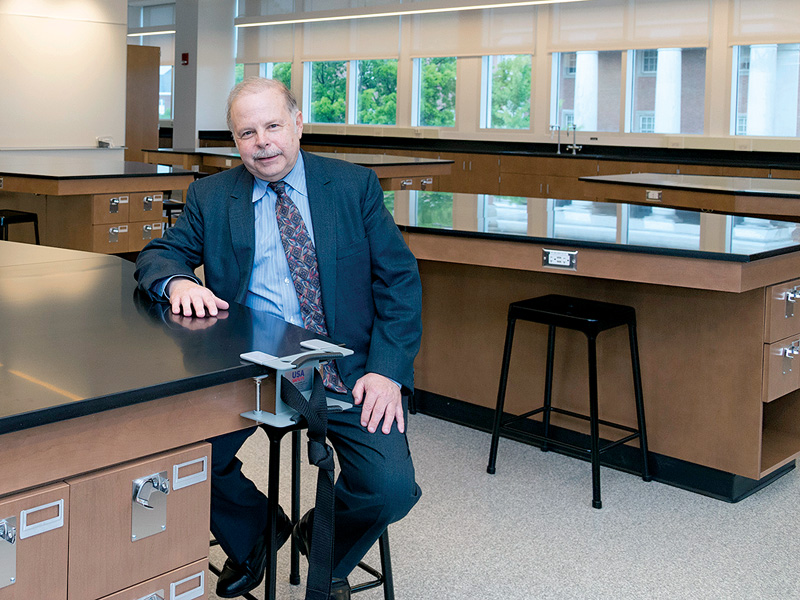 Douglas Kent Schaffer, B.S. '72, chemistry, in the lab that bears his name. Image credit: Thai Nguyen / University of Maryland (Click image to download hi-res version.)