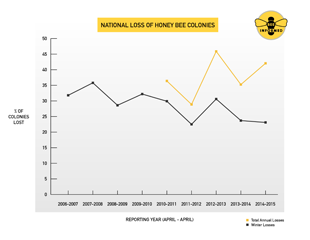 Nationwide annual honey bee colony losses. Image: Bee Informed Partnership/University of Maryland/Loretta Kuo (Click image to download hi-res version.)