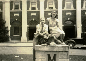 James and Dorothy Baker posing for a photo with Testudo. Photo courtesy of Dolly Baker (Click image to download hi-res version.)