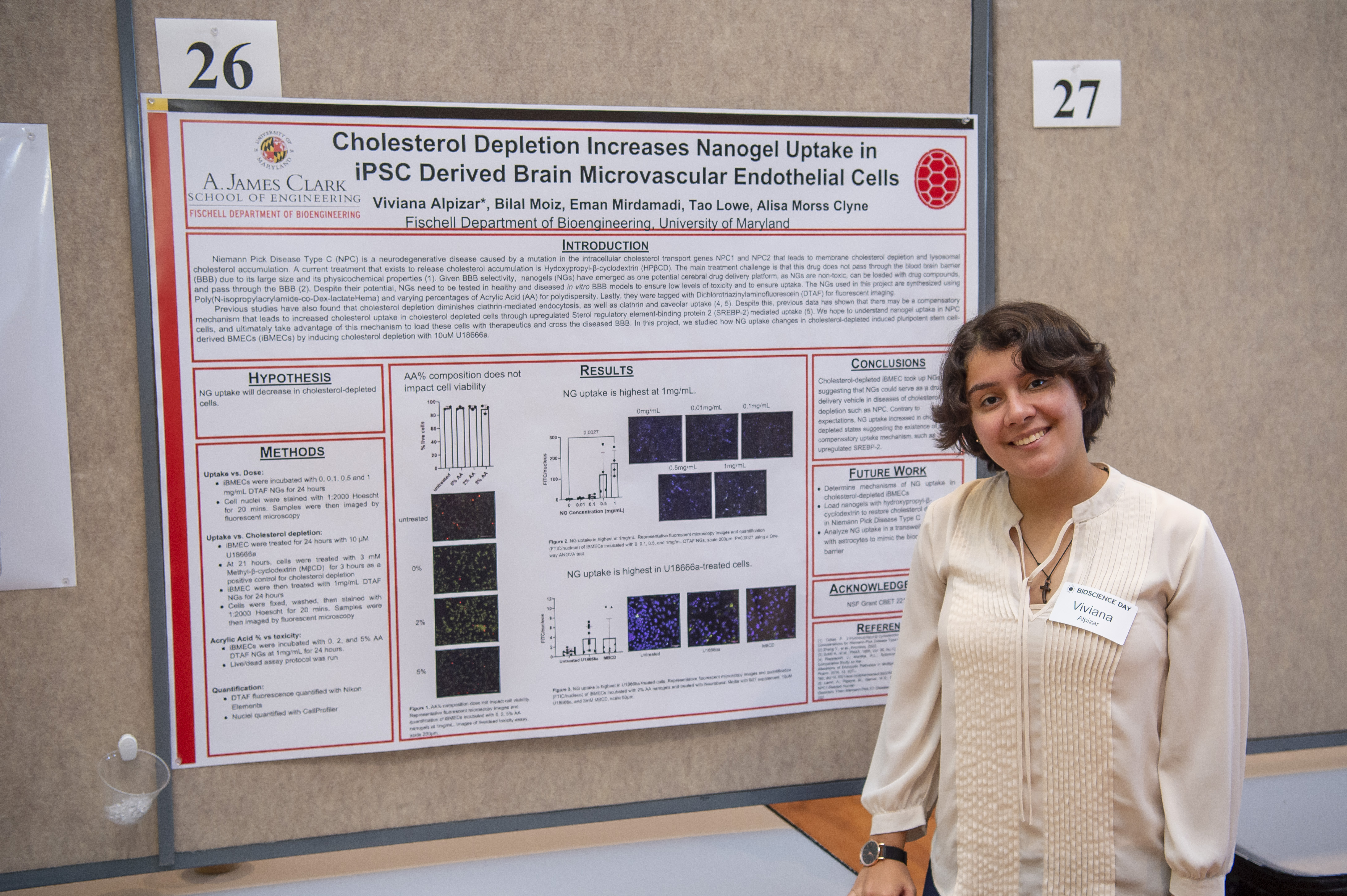 Viviana Alpizar won a first-place poster prize at Bioscience Day 2022. Credit: Lisa Helfert.