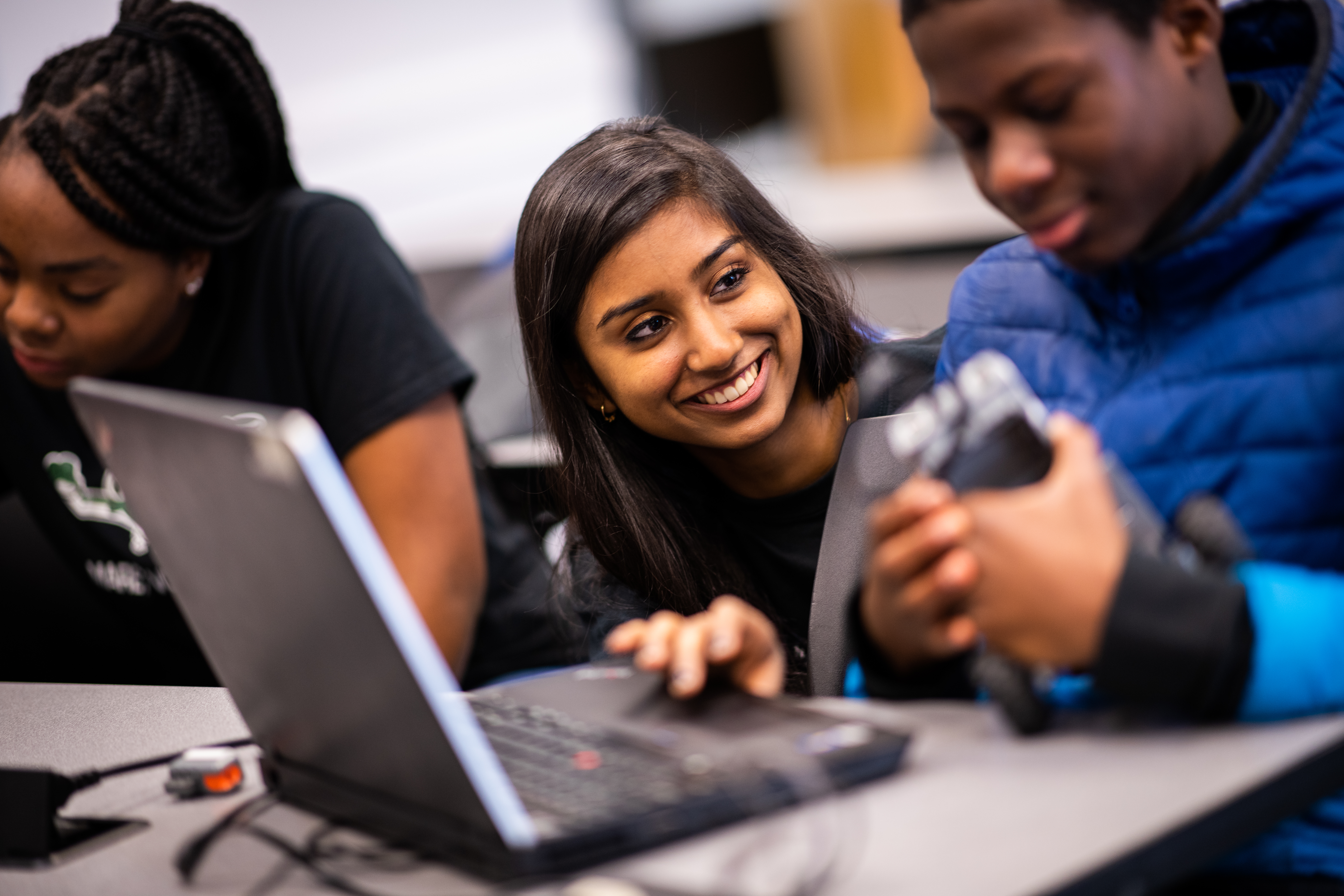 As an ambassador for Maryland Center for Women in Computing, Freshman computer science major Utsa Santhosh believes building community among underrepresented groups can help diversify the field of computer science. Image credit: Justin Derato (Click image to download hi-res version)