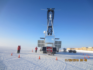 The science payload for the Boron And Carbon Cosmic rays in the Upper Stratosphere (BACCUS) Long Duration Balloon (LDB) mission awaits launch at McMurdo Station, Antarctica, on November 28, 2016. Image credit: NASA/UMD Cosmic Ray Physics Group (Click image to download hi-res version.)
