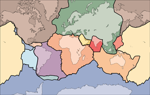The outer layer of modern Earth is a collection of interlocking rigid plates, as seen in this illustration. These plates grind together, sliding past or dipping beneath one another, giving rise to earthquakes and volcanoes. But new research suggests that plate tectonics did not begin until much later in Earth’s history. Image credit: USGS (Click image to download hi-res version.)