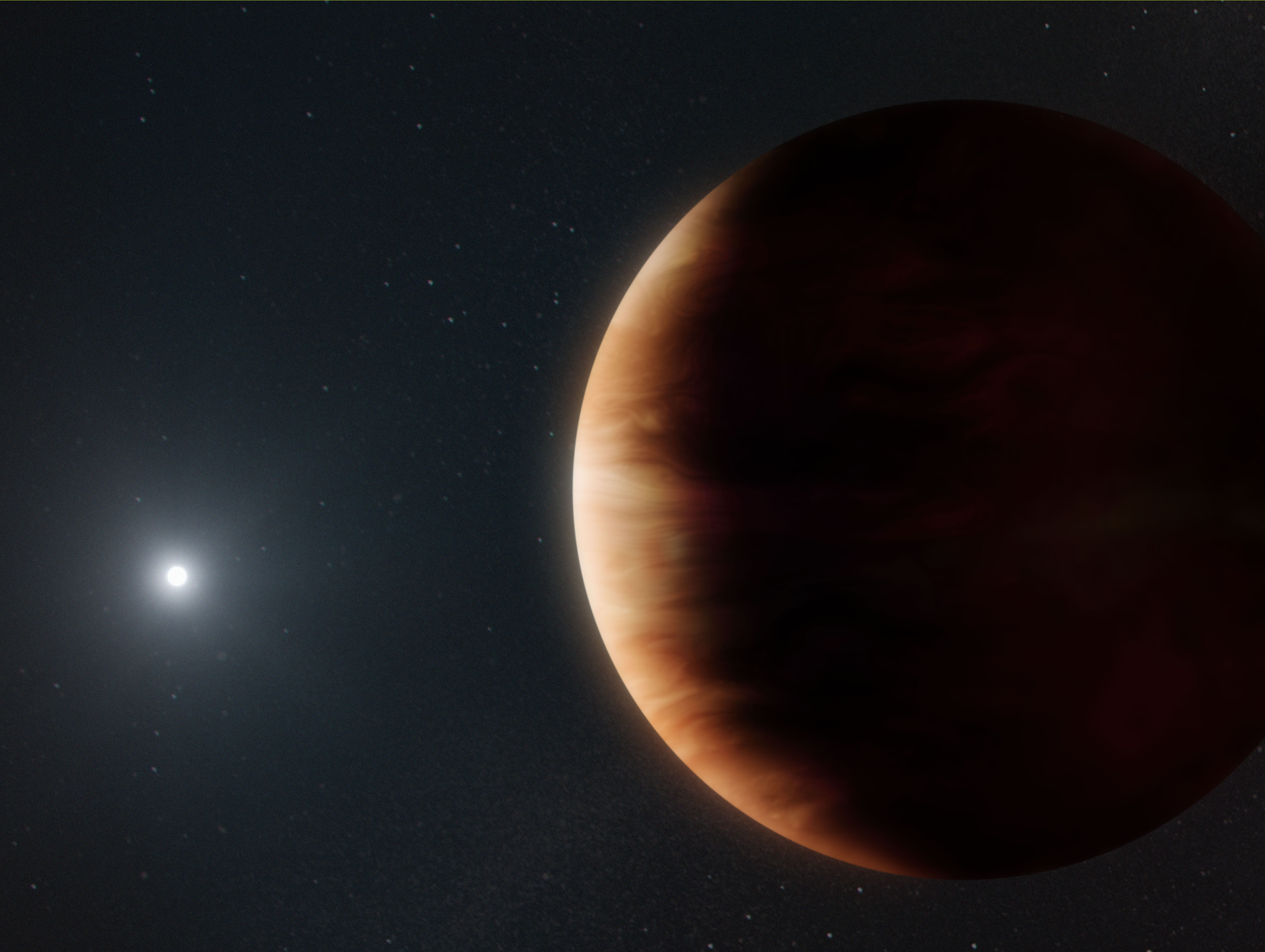 Planets orbiting from a sufficient distance can continue to exist after their star dies. New evidence gathered from a solar system like our own (depicted in this artist’s rendering) suggests that Jupiter and Saturn might survive the Sun’s red giant phase—when it burns the last of its nuclear fuel and collapses some 5 billion years from now. Credit:W. M. Keck Observatory/Adam MakarenkoFile